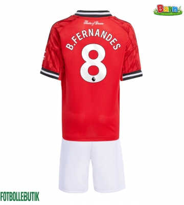Manchester United Bruno Fernandes #8 Hemmaställ Barn 2025-26 Kortärmad (+ Korta byxor)